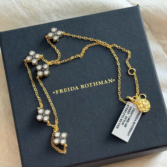 Freida Rothman Jewelry - NWT Freida Rothman sterling Silver Gold plated clover Necklace